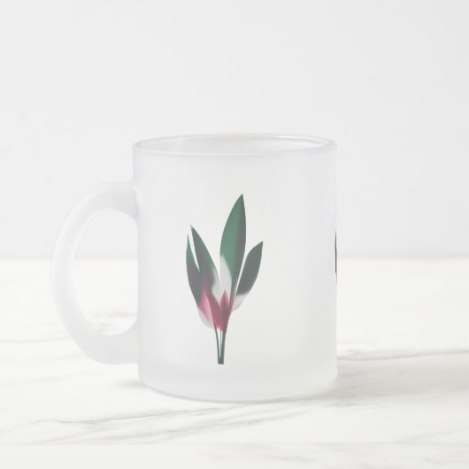 Moderne Abstracte bloei – Elegante Mok van matglas (Links)