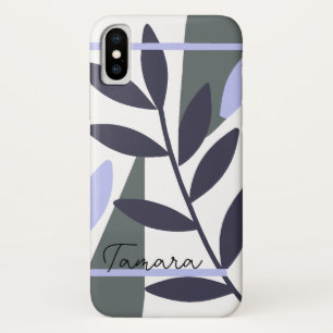 Moderne Abstracte Bloem Blad Patroon Naam Case-Mate iPhone Case