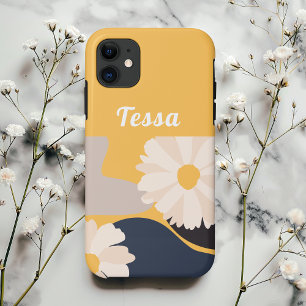 Moderne Abstracte Bloem Gele Gepersonaliseerd Case-Mate iPhone Case
