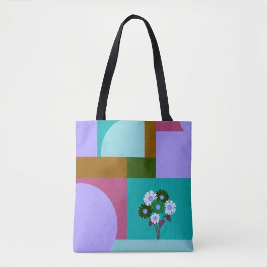 Moderne Abstracte Bloem Kleur Blok Tote Tas (Voorkant)