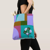 Moderne Abstracte Bloem Kleur Blok Tote Tas (Dichtbij)