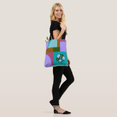 Moderne Abstracte Bloem Kleur Blok Tote Tas (Op model)