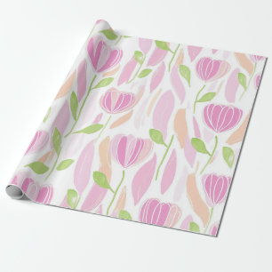 Moderne Abstracte Bloem Lijn Patroon (1) Cadeaupapier