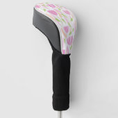 Moderne Abstracte Bloem Lijn Patroon (1) Golfheadcover (Schuin)
