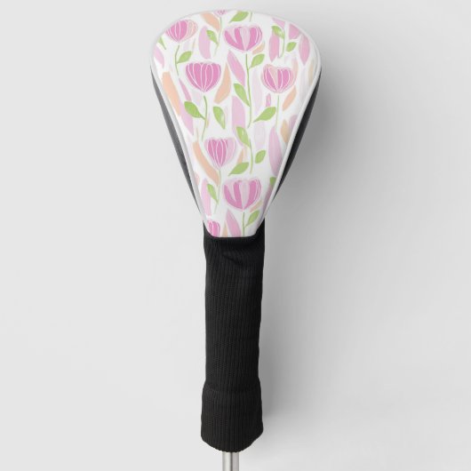 Moderne Abstracte Bloem Lijn Patroon (1) Golfheadcover (Voorkant)