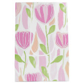 Moderne Abstracte Bloem Lijn Patroon (1) Medium Cadeauzakje (Achterkant)