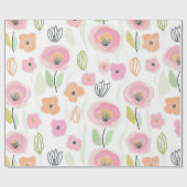 Moderne Abstracte Bloem Lijn Patroon (2) Cadeaupapier (Vlak)
