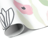 Moderne Abstracte Bloem Lijn Patroon (2) Cadeaupapier (Rol Hoek)