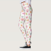Moderne Abstracte Bloem Lijn Patroon (2) Leggings (Links)