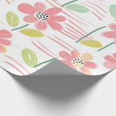 Moderne Abstracte Bloem Lijn Patroon (3) Cadeaupapier (Hoek)