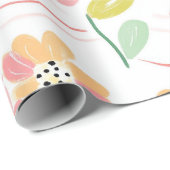 Moderne Abstracte Bloem Lijn Patroon (3) Cadeaupapier (Rol Hoek)