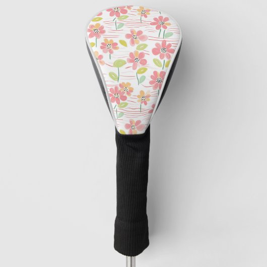 Moderne Abstracte Bloem Lijn Patroon (3) Golfheadcover (Voorkant)