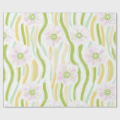 Moderne Abstracte Bloem Lijn Patroon (4) Cadeaupapier (Vlak)