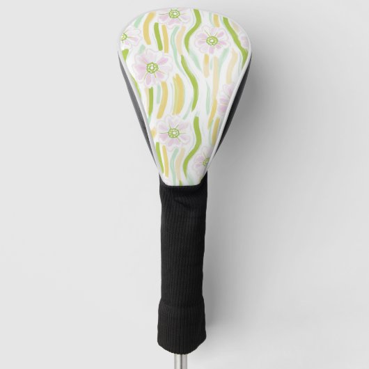 Moderne Abstracte Bloem Lijn Patroon (4) Golfheadcover (Voorkant)