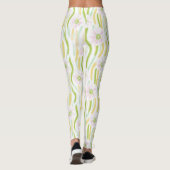 Moderne Abstracte Bloem Lijn Patroon (4) Leggings (Achterkant)