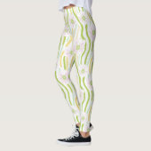 Moderne Abstracte Bloem Lijn Patroon (4) Leggings (Links)