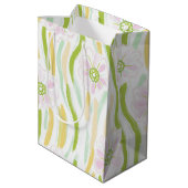 Moderne Abstracte Bloem Lijn Patroon (4) Medium Cadeauzakje (Achterkant Gekanteld)