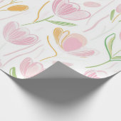 Moderne Abstracte Bloem Lijn Patroon (5) Cadeaupapier (Hoek)