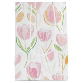 Moderne Abstracte Bloem Lijn Patroon (5) Medium Cadeauzakje (Achterkant)