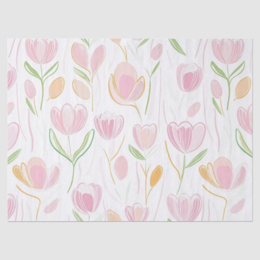 Moderne Abstracte Bloem Lijn Patroon (5) Tissuepapier (Voorkant)