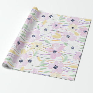 Moderne Abstracte Bloem Lijn Patroon (6) Cadeaupapier