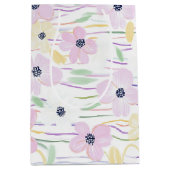 Moderne Abstracte Bloem Lijn Patroon (6) Medium Cadeauzakje (Voorkant)