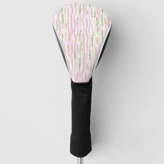 Moderne Abstracte Bloem Lijn Patroon (7) Golfheadcover (Voorkant)
