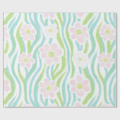 Moderne Abstracte Bloem Lijn Patroon (8) Cadeaupapier (Vlak)