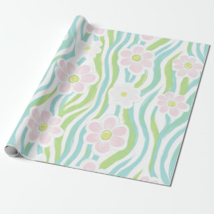 Moderne Abstracte Bloem Lijn Patroon (8) Cadeaupapier