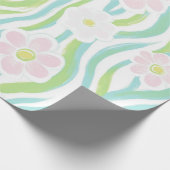 Moderne Abstracte Bloem Lijn Patroon (8) Cadeaupapier (Hoek)