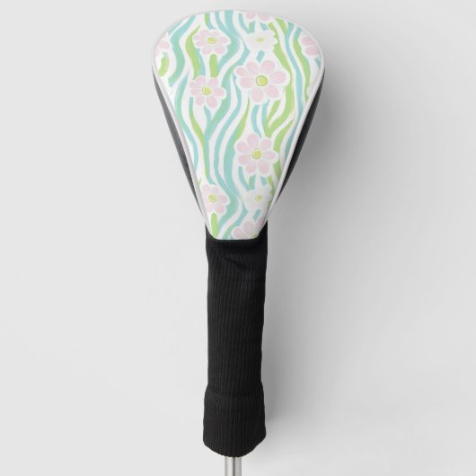 Moderne Abstracte Bloem Lijn Patroon (8) Golfheadcover (Voorkant)