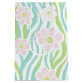 Moderne Abstracte Bloem Lijn Patroon (8) Medium Cadeauzakje (Achterkant)