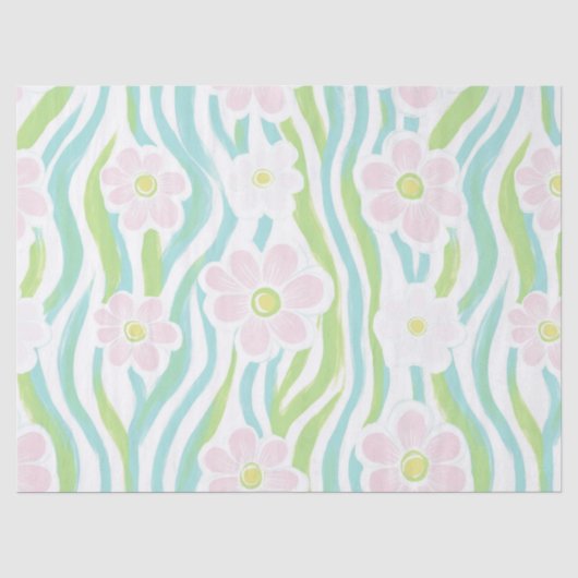 Moderne Abstracte Bloem Lijn Patroon (8) Tissuepapier (Voorkant)
