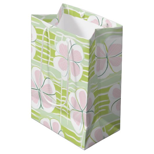 Moderne Abstracte Bloem Lijn Patroon (9) Medium Cadeauzakje (Voorkant Gekanteld)