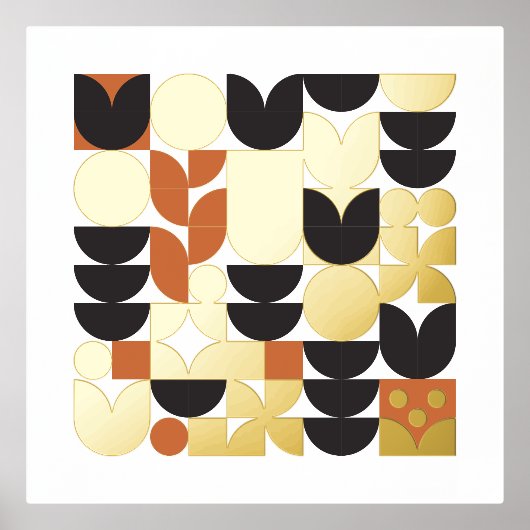 Moderne Abstracte bloem uit de midden-eeuw Folie Afdrukken (Voorkant)