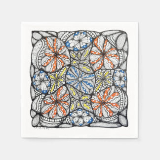 Moderne Abstracte Bloemachtige Doodle Cocktailserv Servet
