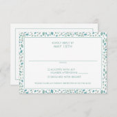 Moderne Abstracte Bloemen Aan Zee Groene Bruiloft RSVP Kaartje (Voorkant / Achterkant)