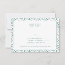 Moderne Abstracte Bloemen Aan Zee Groene Bruiloft