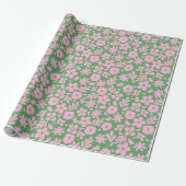 Moderne Abstracte bloemen en bladeren groen roze Cadeaupapier (Uitgerold)
