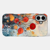 Moderne Abstracte bloemen gepersonaliseerde naam Case-Mate iPhone Case (Achterkant (horizontaal))