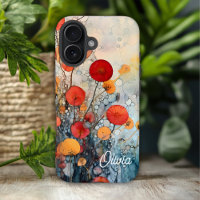 Moderne Abstracte bloemen gepersonaliseerde naam