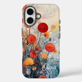 Moderne Abstracte bloemen gepersonaliseerde naam Case-Mate iPhone Case (Achterkant)