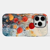 Moderne Abstracte bloemen gepersonaliseerde naam Case-Mate iPhone Case (Achterkant (horizontaal))