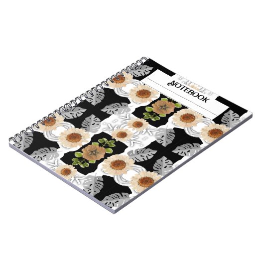 Moderne abstracte bloemen notitieboek (Linkerzijde)