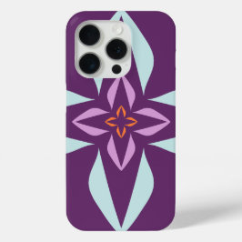 Moderne Abstracte Bloemen Paarse en Oranje iPhone 15 Pro Case