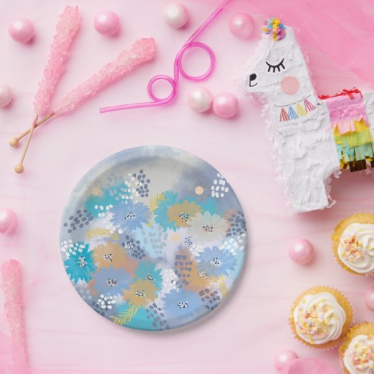 Moderne abstracte bloemen papieren bordje (Feest)