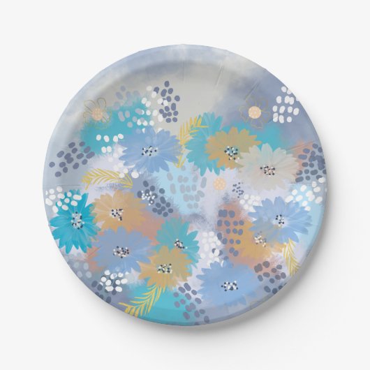 Moderne abstracte bloemen papieren bordje (Voorkant)