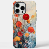 Moderne Abstracte Bloemen Persoonlijke Naam Case-Mate iPhone Case (Achterkant)