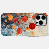 Moderne Abstracte Bloemen Persoonlijke Naam Case-Mate iPhone Case (Achterkant (horizontaal))