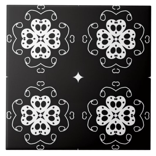 moderne abstracte bloemen tegel tegeltje (Voorkant)